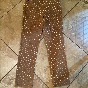 Anthropologie Brown and White Polka Dot Pants